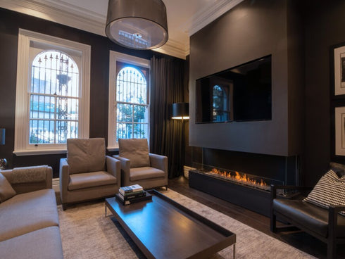 Ecosmart Fire Flex 86BY.BXR Bay Fireplace Insert - Black Finish / Stainless Steel Burner - ESF.FX.86BY.BXR
